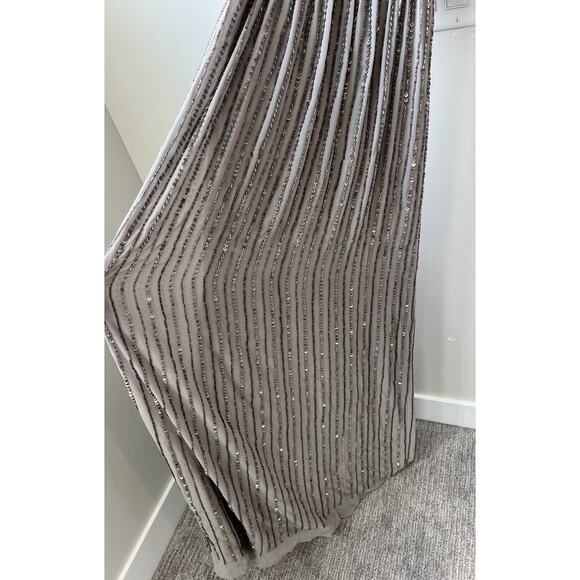 Show Me Your MuMu Michelle Flutter Maxi Dress Dove Grey Beaded Sz XXS, Wedding - Picture 5 of 7